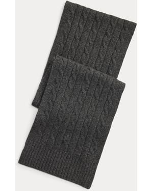 Ralph Lauren Cable-Knit Cashmere Scarf - Black