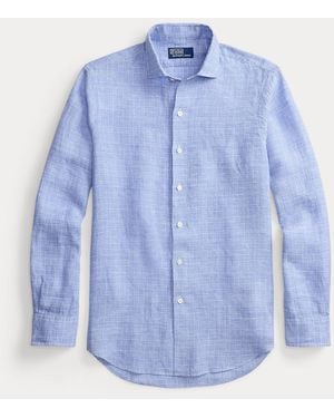 Polo Ralph Lauren Classic Fit Plaid Linen Shirt - Blue
