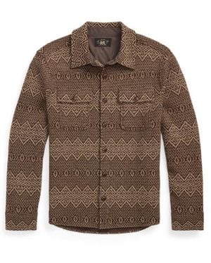 RRL Maglia a camicia in lana jacquard - Marrone