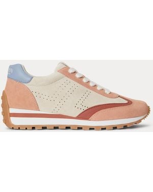 Ralph Lauren Dani Perforated Suede Trainer - Pink