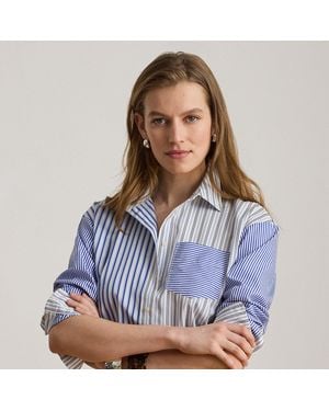 Ralph Lauren Relaxed Fit Striped Broadcloth Shirt - Blue