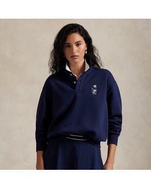 Ralph Lauren Polo Bear Fleece Long-Sleeve Polo Shirt - Blue