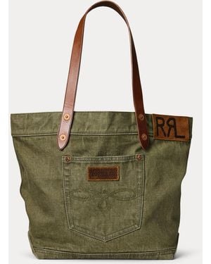 RRL Twill-Tragetasche Mit Lederbesatz - Grün