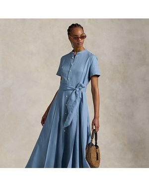 Polo Ralph Lauren Vestido Evasé De Mezcla De Seda - Azul