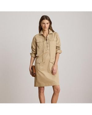 Ralph Lauren Lace-Up Cotton Twill Shirt Dress - Natural