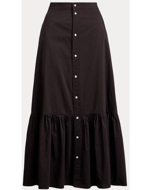 Polo Ralph Lauren Ruffled-Hem Cotton-Silk Skirt - Black