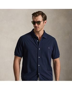 Ralph Lauren Taglie Plus - Camicia in piqué di cotone - Blu