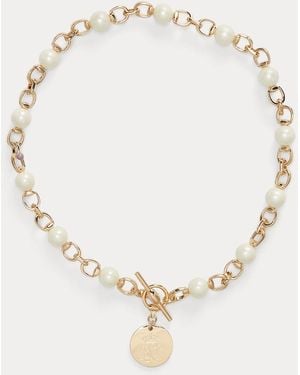 Ralph Lauren Tone Logo Pendant Necklace - Metallic