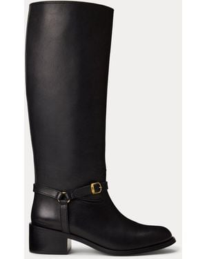 Polo Ralph Lauren Harness Burnished Leather Riding Boot - Black