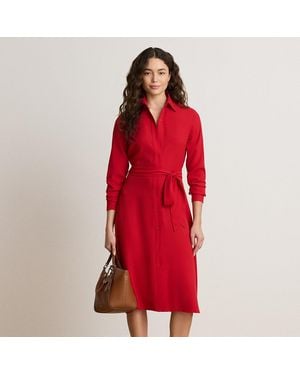 Ralph Lauren Georgette-Hemdkleid Mit Gürtel - Rot