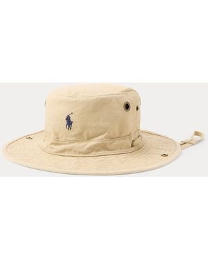 Ralph Lauren Logo-Patch Canvas Bucket Hat - Natural