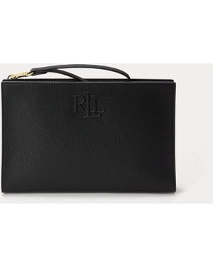 Ralph Lauren Pochette Adley grande pelle martellata - Nero