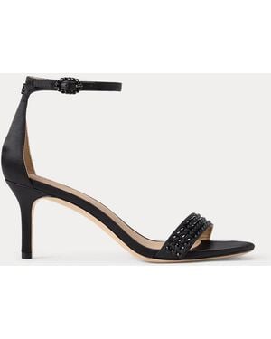 Ralph Lauren Satin-Sandale Allie Mit Strasssteinen - Schwarz