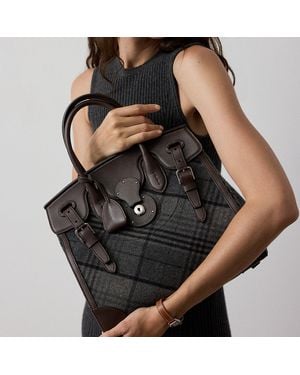 Ralph Lauren Karierte Wolltasche Soft Ricky 33 - Schwarz