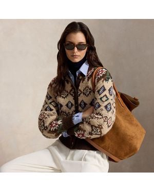 Ralph Lauren Geo-Pattern Wool-Cashmere Cardigan - Brown