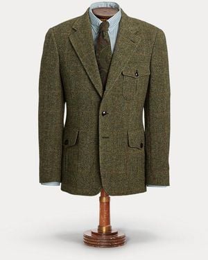 RRL Woll-Anzugjacke Mit Windowpane-Karo - Grün