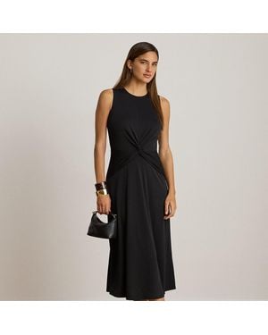 Ralph Lauren Twist-Front Sleeveless Jersey Dress - Black