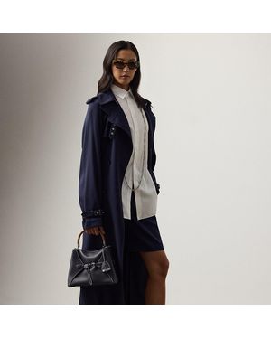 Ralph Lauren Alecia Wool-Blend Gabardine Trench Coat - Blue