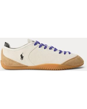Polo Ralph Lauren Panelled Suede Low-Top Trainer - Natural