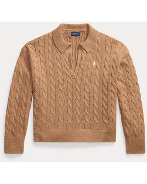 Polo Ralph Lauren Kabelgebreide Katoenen Polo Trui - Bruin