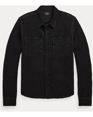 RRL Indigoblaues Jacquard-Arbeitshemd - Schwarz
