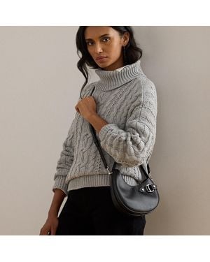 Ralph Lauren Leather Small Tasha Crossbody Bag - Grey