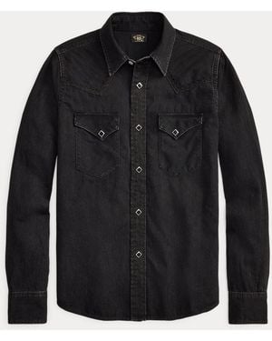 RRL Embroidered Denim Western Shirt - Black