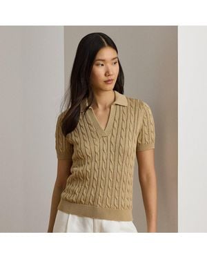 Ralph Lauren Kabeltrui Van Katoenmix Met Korte Mouwen - Bruin