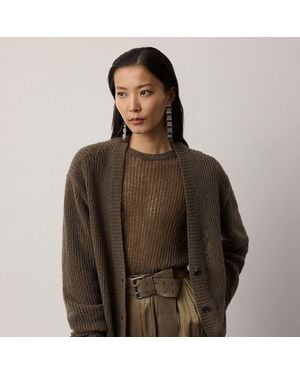 Ralph Lauren Bouclé Cashmere-Blend Cardigan - Brown