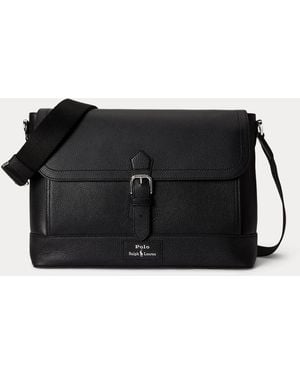 Polo Ralph Lauren Sac Coursier En Cuir Grainé - Noir