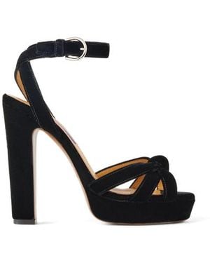 Ralph Lauren Sandali Arding in velluto con plateau - Nero