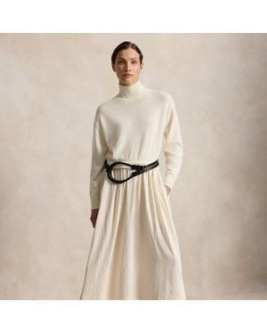 Polo Ralph Lauren Wool-Bodice Crepe Dress - Natural
