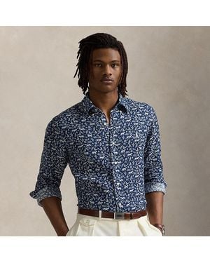 Polo Ralph Lauren Custom Fit Print Linen Shirt - Blue