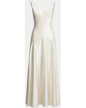 Polo Ralph Lauren Sleeveless V-neck Satin Gown - Natural