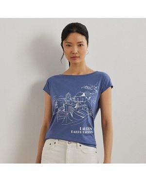 Ralph Lauren Petite - Maglietta in misto cotone con grafica - Blu