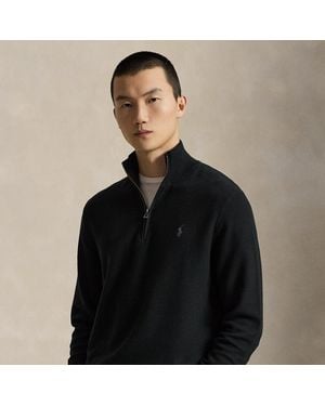 Polo Ralph Lauren Ralph Lauren Mesh-Knit Cotton Quarter-Zip Jumper - Black