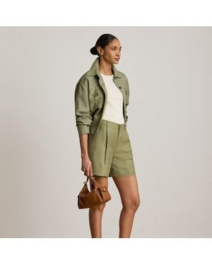 Ralph Lauren Pleated Linen-Blend Twill Short - Green