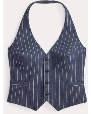 RRL Gilet halter gessato a maglia doppia - Blu