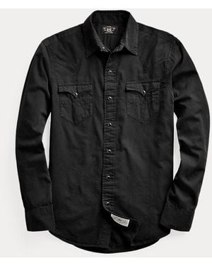 RRL Slim Fit Twill Western Shirt - Black
