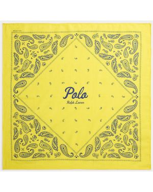 Ralph Lauren Logo Paisley Cotton Bandanna - Yellow