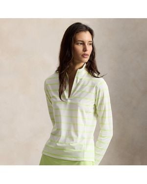 Ralph Lauren Striped Stretch-Jersey Quarter-Zip - Green