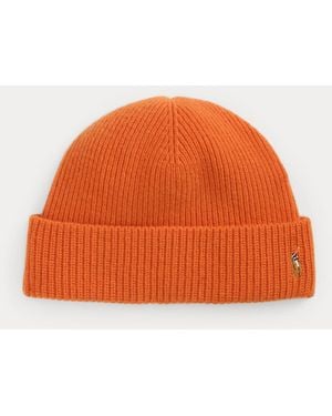 Ralph Lauren Signature Pony Wool-Blend Beanie - Orange