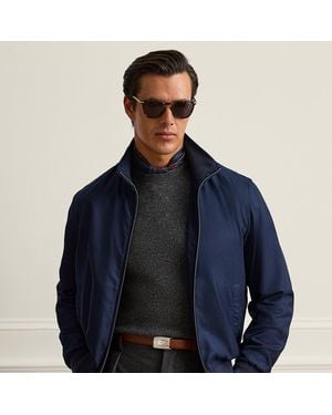 Ralph Lauren Felton Cashmere-Silk Flight Jacket - Blue