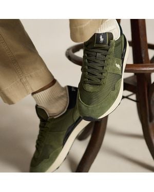 Polo Ralph Lauren Train 89 Suede And Oxford Trainer - Green