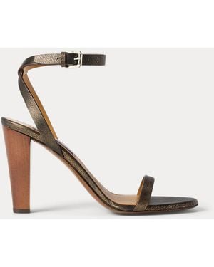 Ralph Lauren Graison 95 Mm Calfskin Sandal - Metallic