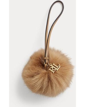 Ralph Lauren Leather & Shearling Pom-Pom Bag Charm - Metallic