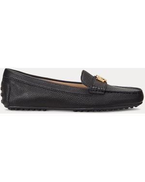 Ralph Lauren Barnsbury Pebbled Leather Driver - Black