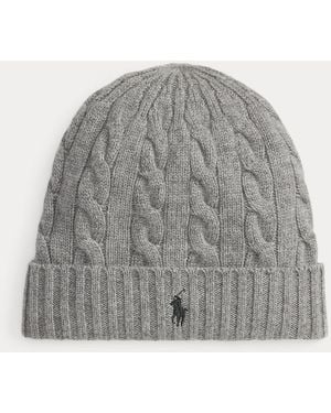 Ralph Lauren Cable-Knit Wool-Cashmere Beanie - Gray