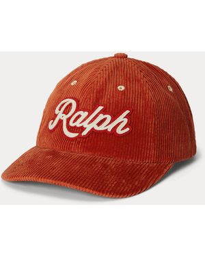 Ralph Lauren The Ralph Lauren Logo Corduroy Ball Cap - Red
