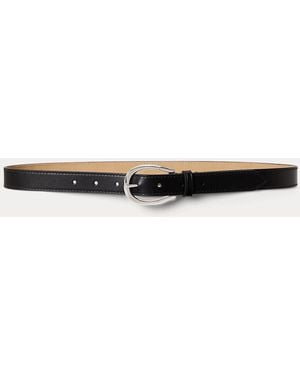Ralph Lauren Stirrup-Buckle Leather Belt - Black